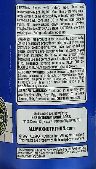 Allmax® Nutrition Liquid L-Carnitine 1500 - Image 4