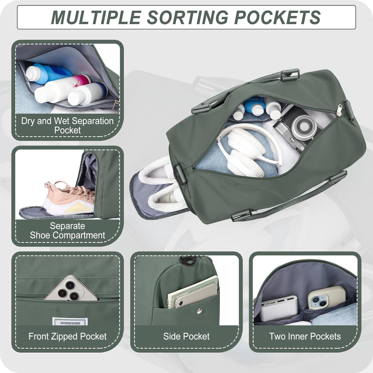 Gym Bag with Shoes Compartment and Wet Pocket - Image 2