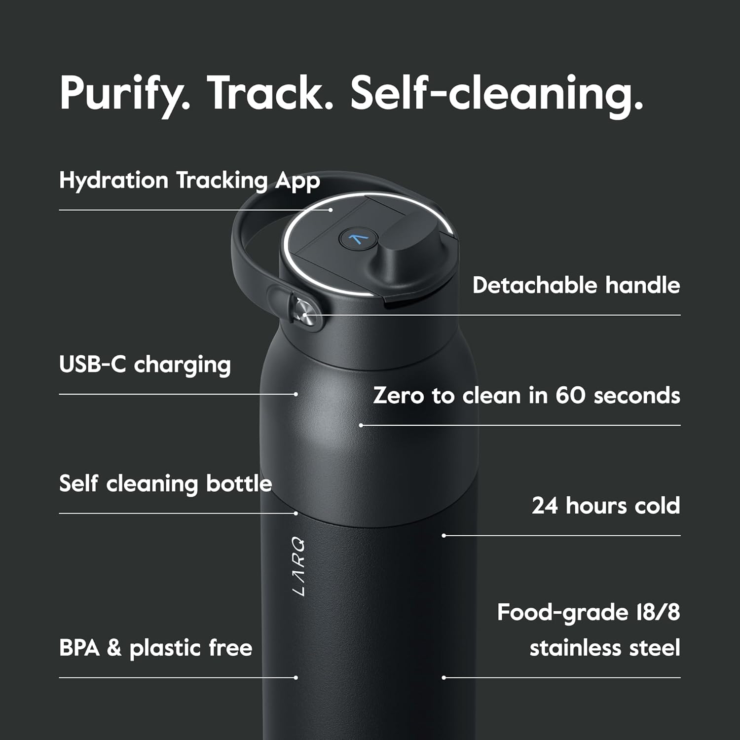 LARQ Bottle PureVis 2 - UV Water Purifier with Self-Cleaning + App - Image 3